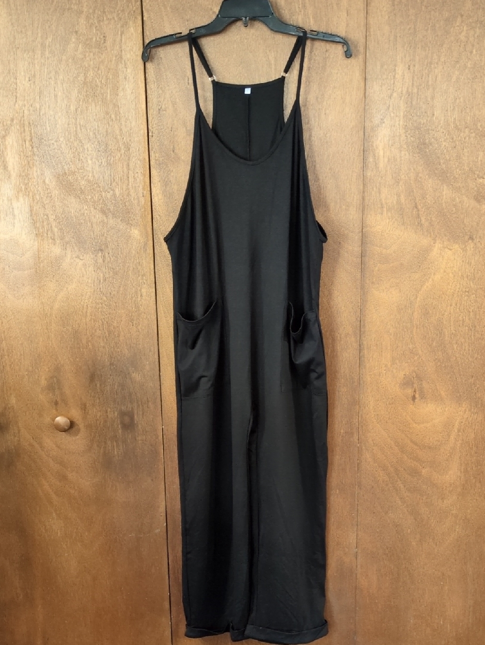 Source Unknown Black Sleeveless Jumpsuit with Pockets L NWOT